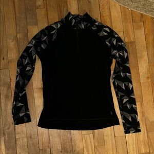 Smartwool Women's Black and Gray Patterned Long Sleeve Top